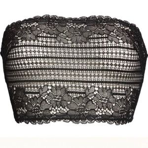 Bnwt free people black scalloped lace Camila bandeau size Medium M